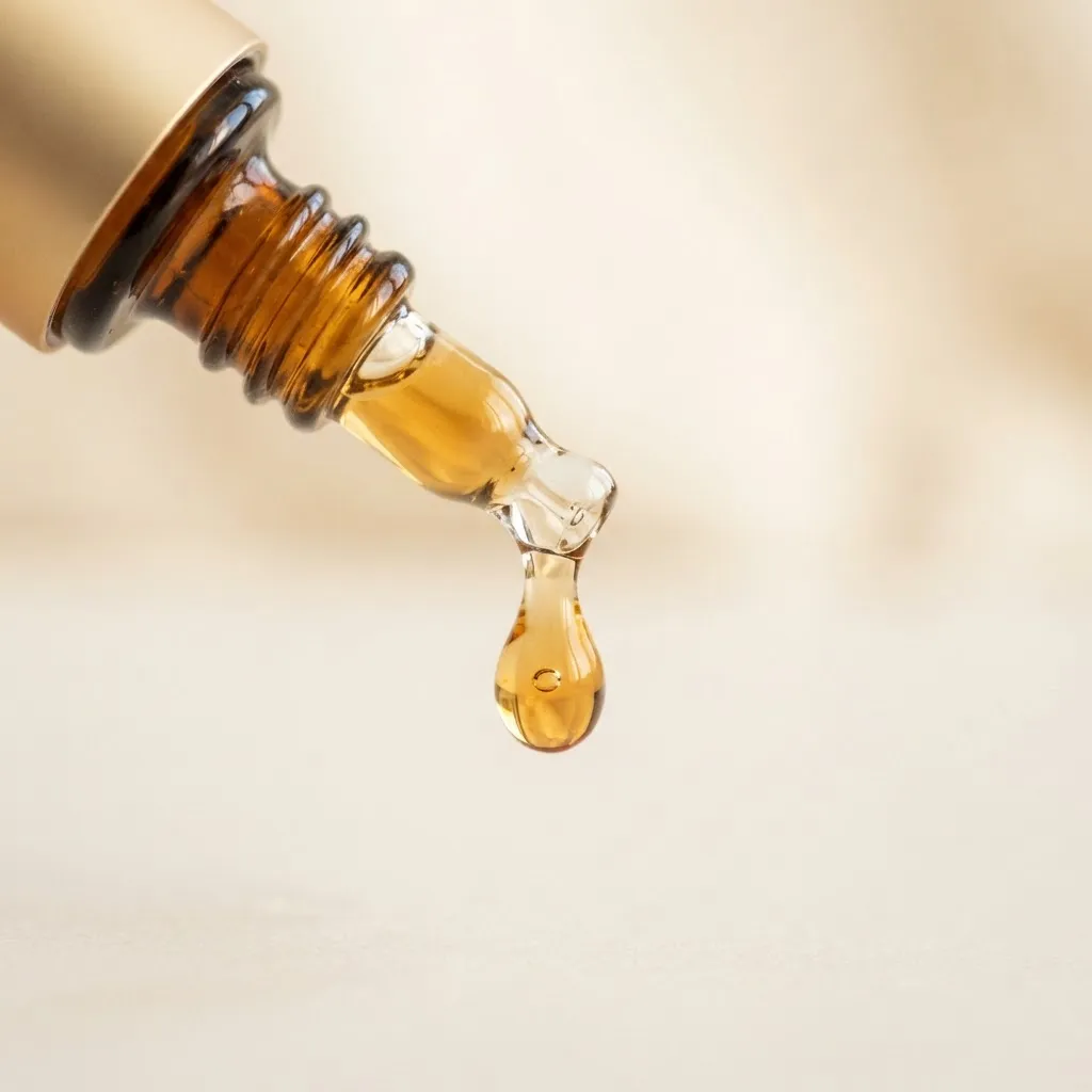 Close-up serum drop showing product texture